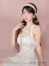 ROBE de FLEURS ローブドフルール サテンネックリボンバストジップフレアミニキャバドレス fm3597-c