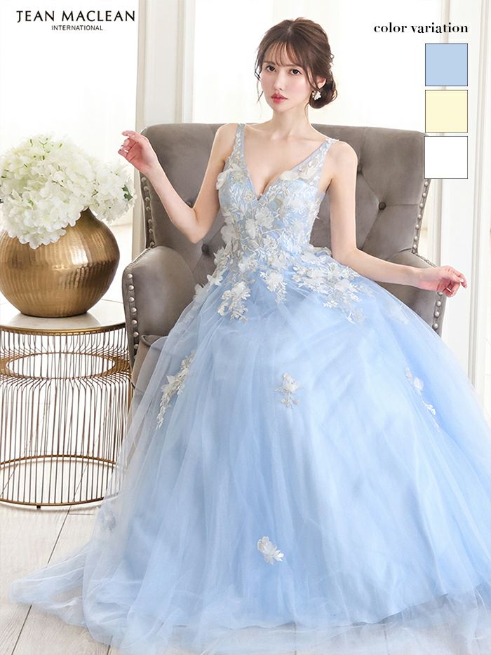 JEAN MACLEAN ジャンマクレーン 立体フラワーモチーフ/刺繍レース/姫/ロングドレス ja51846