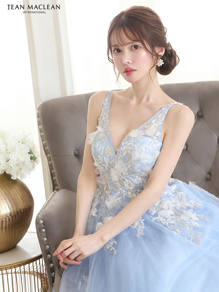 JEAN MACLEAN ジャンマクレーン 立体フラワーモチーフ/刺繍レース/姫/ロングドレス ja51846