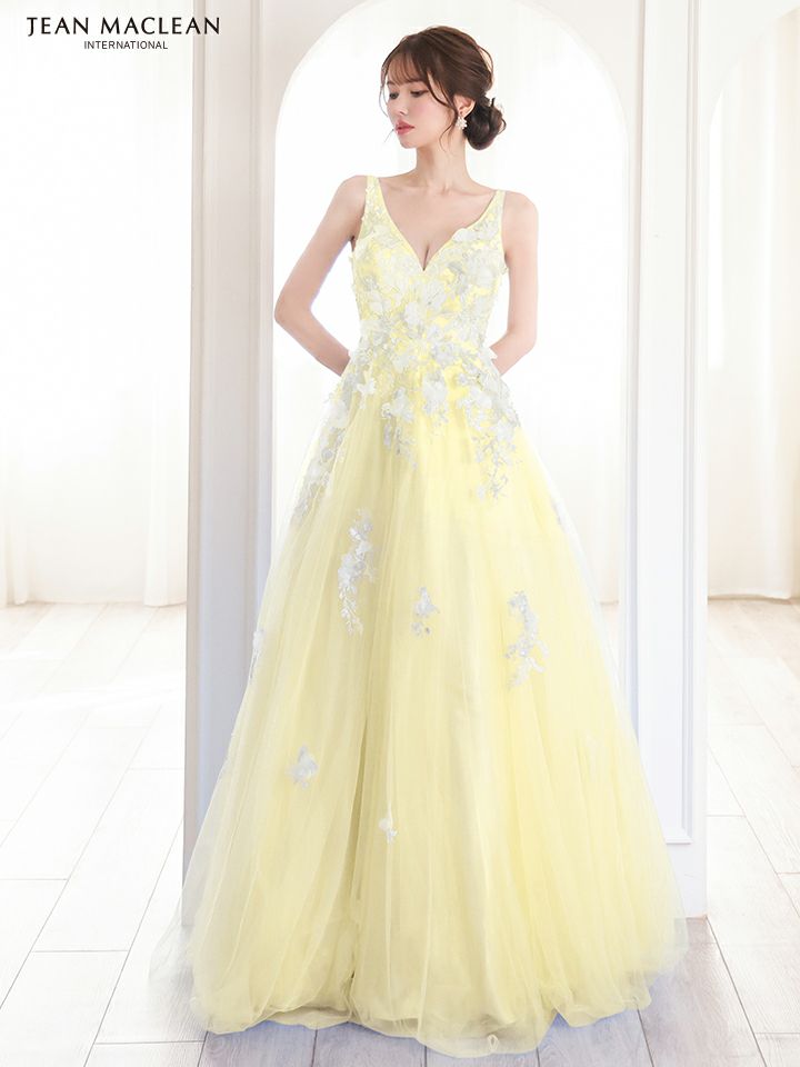 JEAN MACLEAN ジャンマクレーン 立体フラワーモチーフ/刺繍レース/姫/ロングドレス ja51846