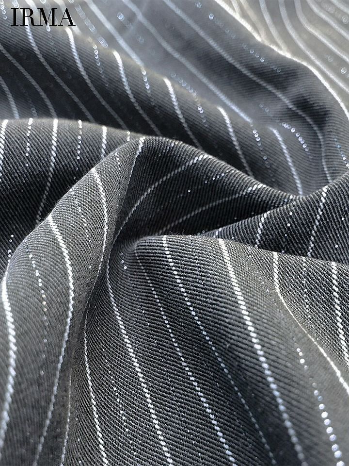 IRMA イルマ スーツライク/ストライプ/フロントジップ/マニッシュ/タイト ミニドレス ir55055