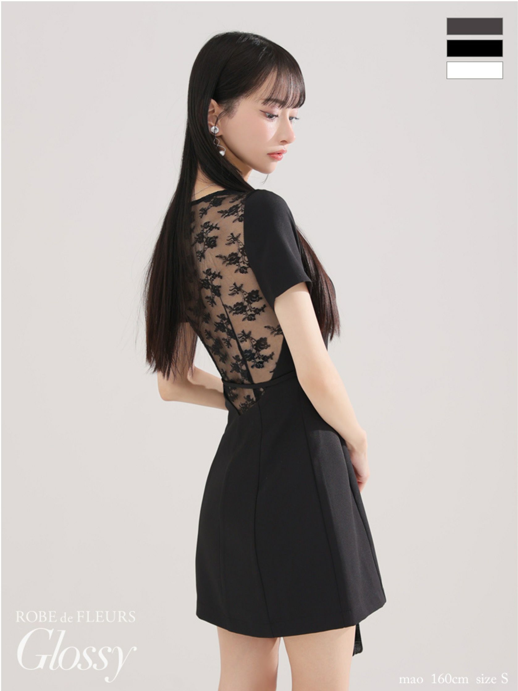 Glossy ローブドフルールグロッシー バックレースセンタージップベルトミニキャバドレス gl3795-c