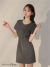 Glossy ローブドフルールグロッシー バックレースセンタージップベルトミニキャバドレス gl3795-c