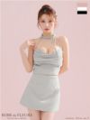  ROBE de FLEURS ローブドフルール ラメニットリボンホルターセットアップタイトミニキャバドレス fm3772-c