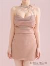  ROBE de FLEURS ローブドフルール ラメニットリボンホルターセットアップタイトミニキャバドレス fm3772-c