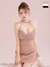 ROBE de FLEURS ローブドフルール ラメニットリボンホルターセットアップタイトミニキャバドレス fm3772
