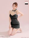 ROBE de FLEURS ローブドフルール ラメニットリボンホルターセットアップタイトミニキャバドレス fm3772