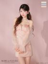 ROBE de FLEURS ローブドフルール ラメチュールシアーオフショルミニキャバドレス fm3566