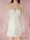 ROBE de FLEURS ローブドフルール ラメチュールシアーオフショルミニキャバドレス fm3566