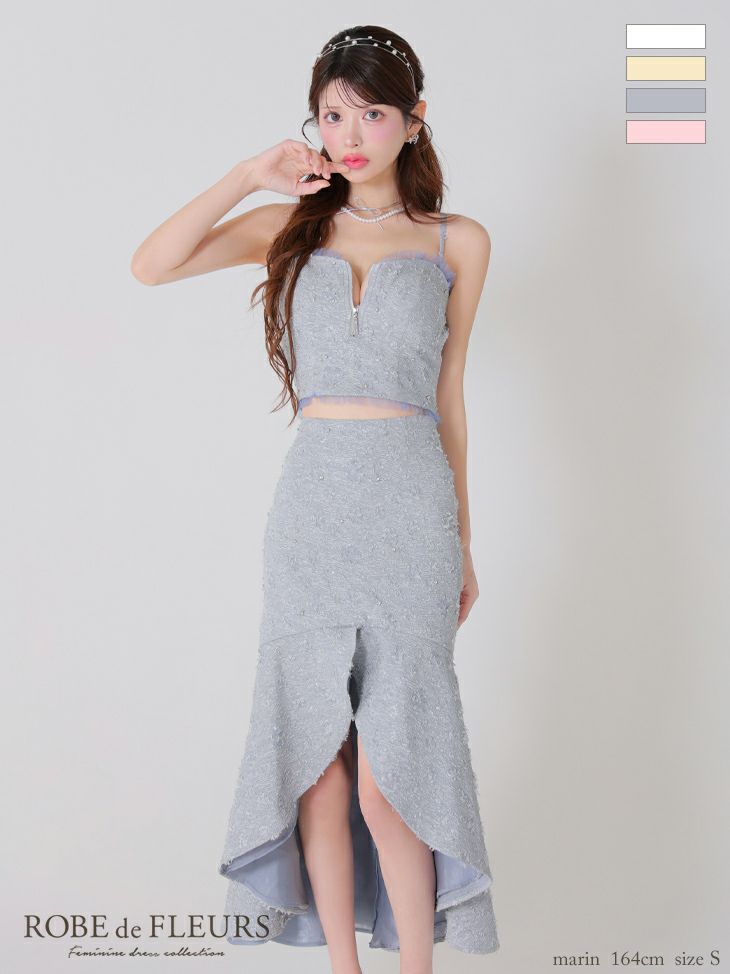 ROBE de FLEURS ローブドフルール ジャガードチュールマーメイドセットアップキャバドレス fm3451