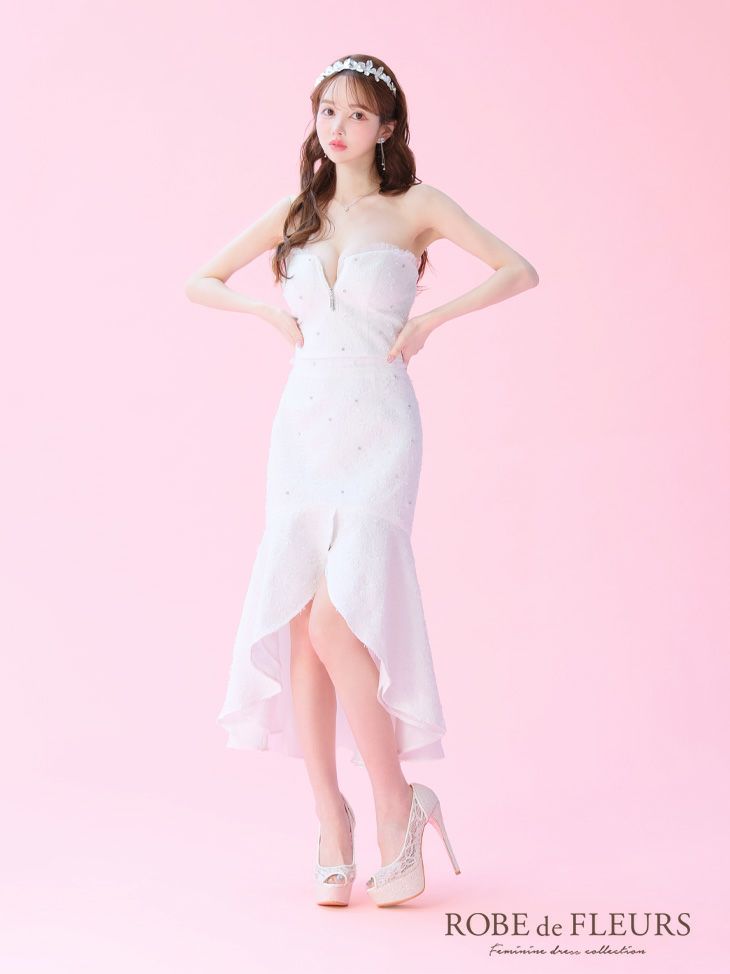 ROBE de FLEURS ローブドフルール ジャガードチュールマーメイドセットアップキャバドレス fm3451