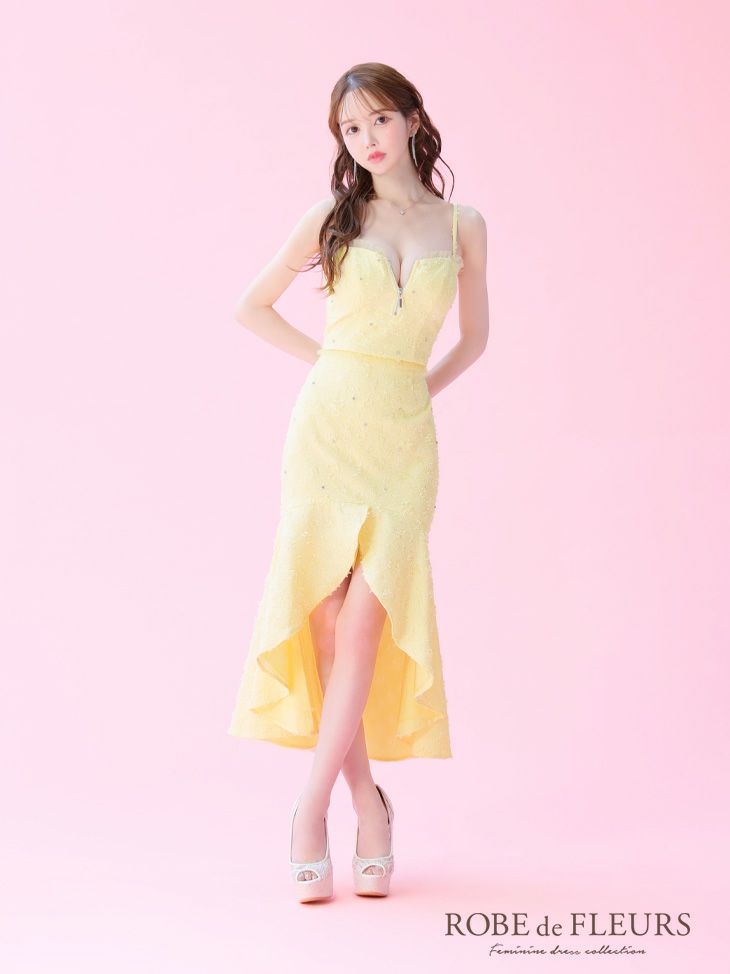 ROBE de FLEURS ローブドフルール ジャガードチュールマーメイドセットアップキャバドレス fm3451