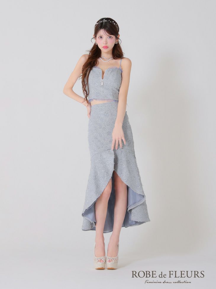 ROBE de FLEURS ローブドフルール ジャガードチュールマーメイドセットアップキャバドレス fm3451