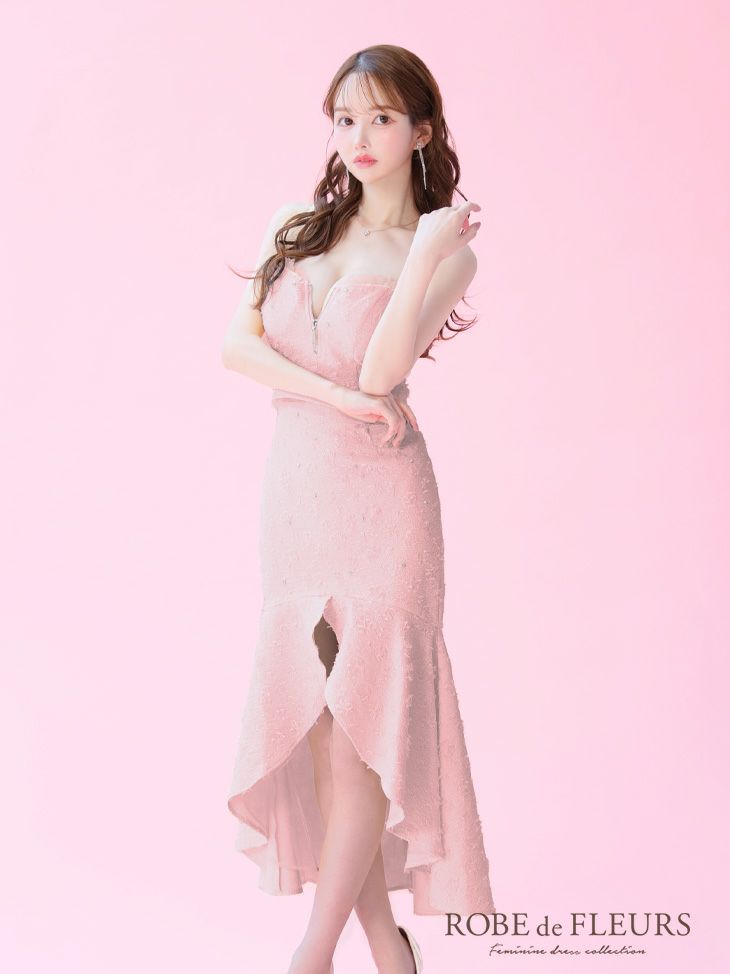 ROBE de FLEURS ローブドフルール ジャガードチュールマーメイドセットアップキャバドレス fm3451