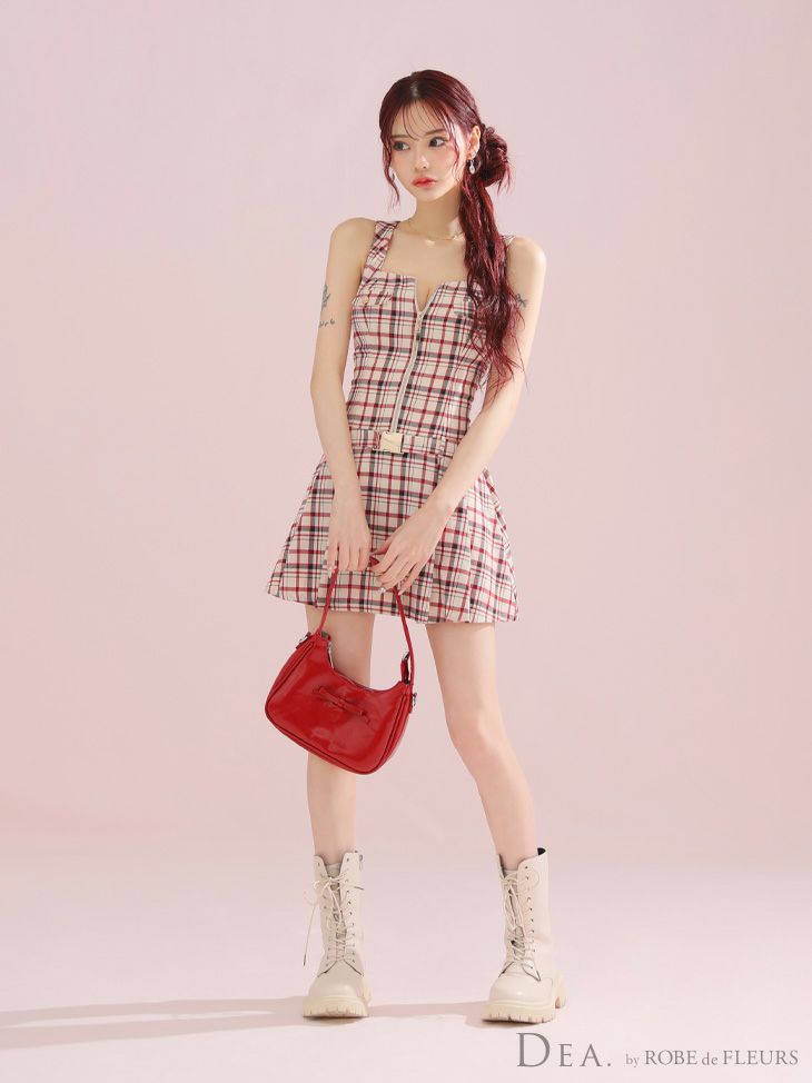 DEA. ディア バイ ローブドフルール チェックノースリーブベルト
