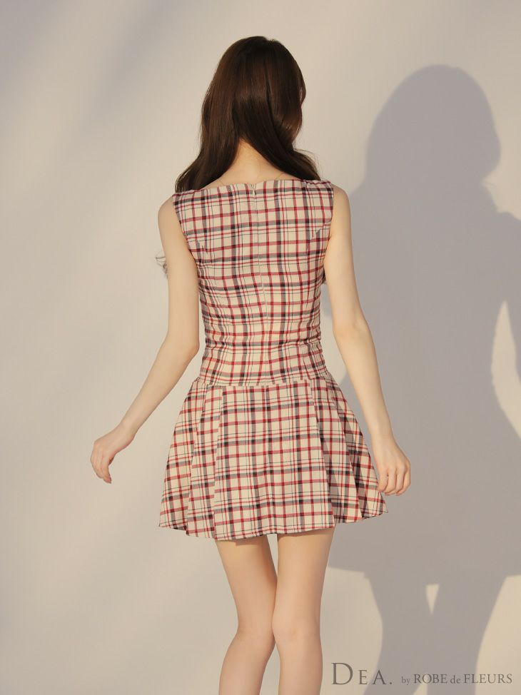 DEA. ディア バイ ローブドフルール チェックノースリーブベルト