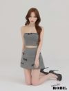 ROBE de FLEURS anier.ROBE ローブドフルール アニエルローブ Leather ribbon denim bare setup mini dress レザーリボンデニムベアトップセットアップミニドレス fm-anier4048-c