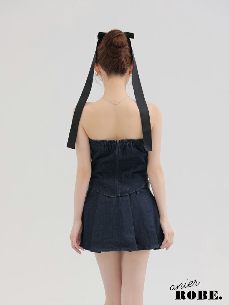 ROBE de FLEURS anier.ROBE ローブドフルール アニエルローブ Denim race up belt setup mini dress デニムレースアップベルトセットアップミニドレス fm-anier4049-c