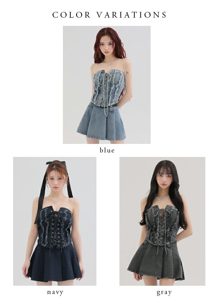 ROBE de FLEURS anier.ROBE ローブドフルール アニエルローブ Denim race up belt setup mini dress デニムレースアップベルトセットアップミニドレス fm-anier4049-c