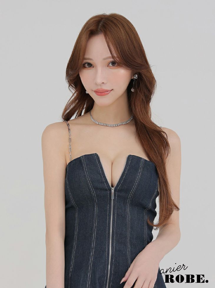 ROBE de FLEURS anier.ROBE ローブドフルール アニエルローブ Denim center zip flare setup mini dress デニムセンタージップフレアセットアップミニドレス fm-anier4050-c