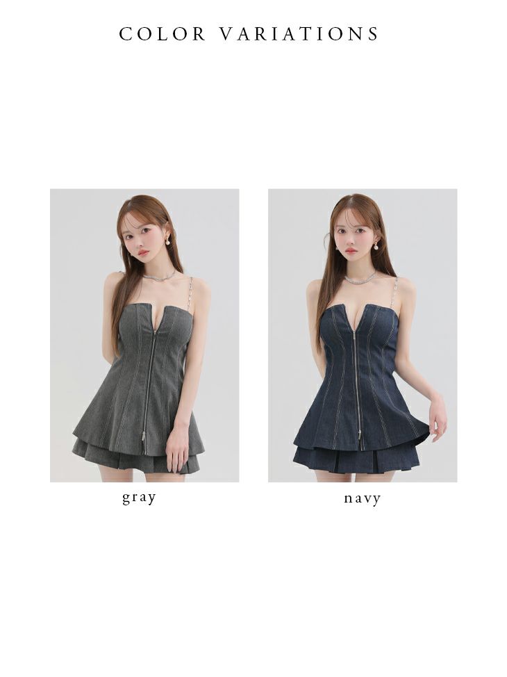 ROBE de FLEURS anier.ROBE ローブドフルール アニエルローブ Denim center zip flare setup mini dress デニムセンタージップフレアセットアップミニドレス fm-anier4050-c
