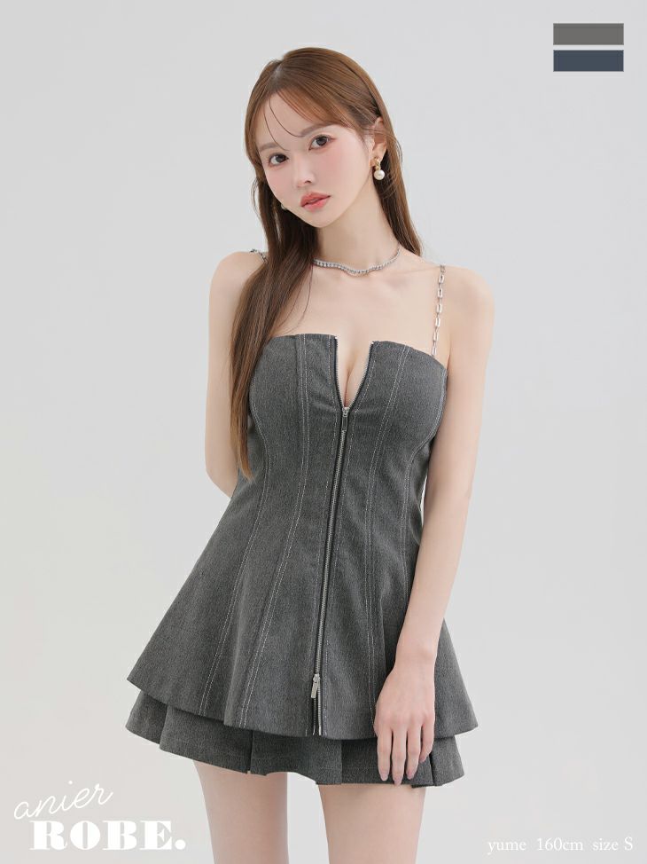 ROBE de FLEURS anier.ROBE ローブドフルール アニエルローブ Denim center zip flare setup mini dress デニムセンタージップフレアセットアップミニドレス fm-anier4050