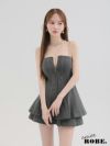 ROBE de FLEURS anier.ROBE ローブドフルール アニエルローブ Denim center zip flare setup mini dress デニムセンタージップフレアセットアップミニドレス fm-anier4050