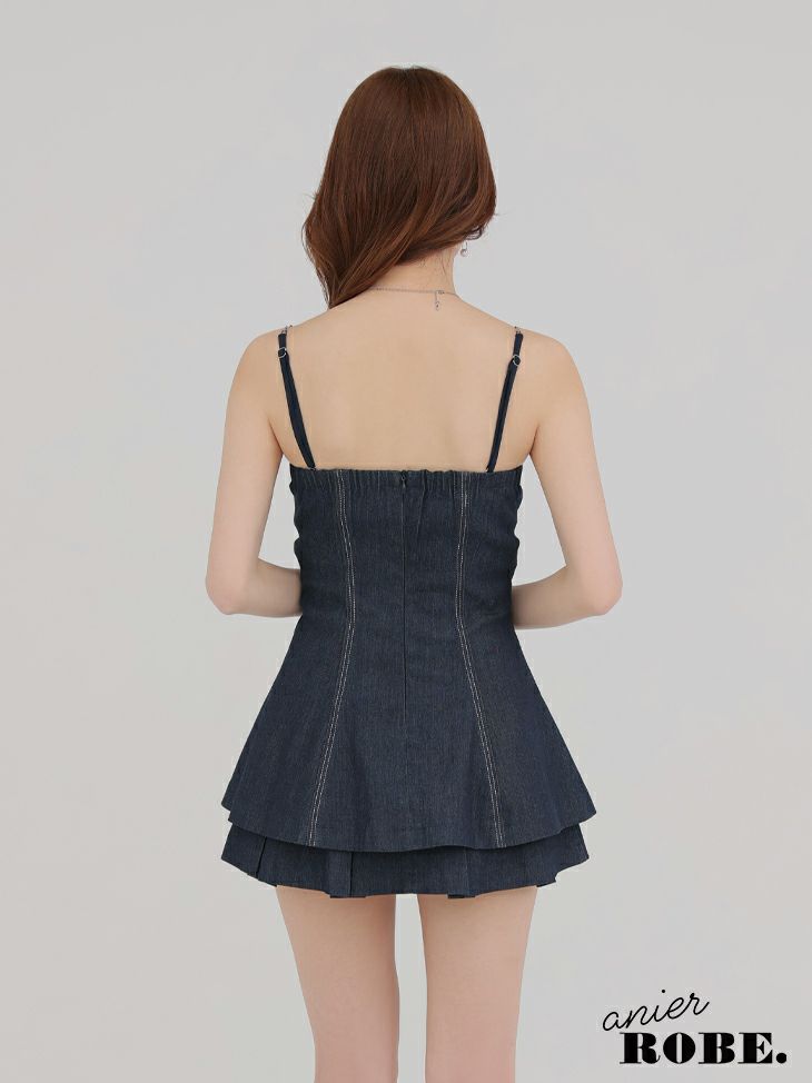 ROBE de FLEURS anier.ROBE ローブドフルール アニエルローブ Denim center zip flare setup mini dress デニムセンタージップフレアセットアップミニドレス fm-anier4050