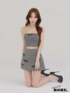 ROBE de FLEURS anier.ROBE ローブドフルール アニエルローブ Leather ribbon denim bare setup mini dress レザーリボンデニムベアトップセットアップミニドレス fm-anier4048