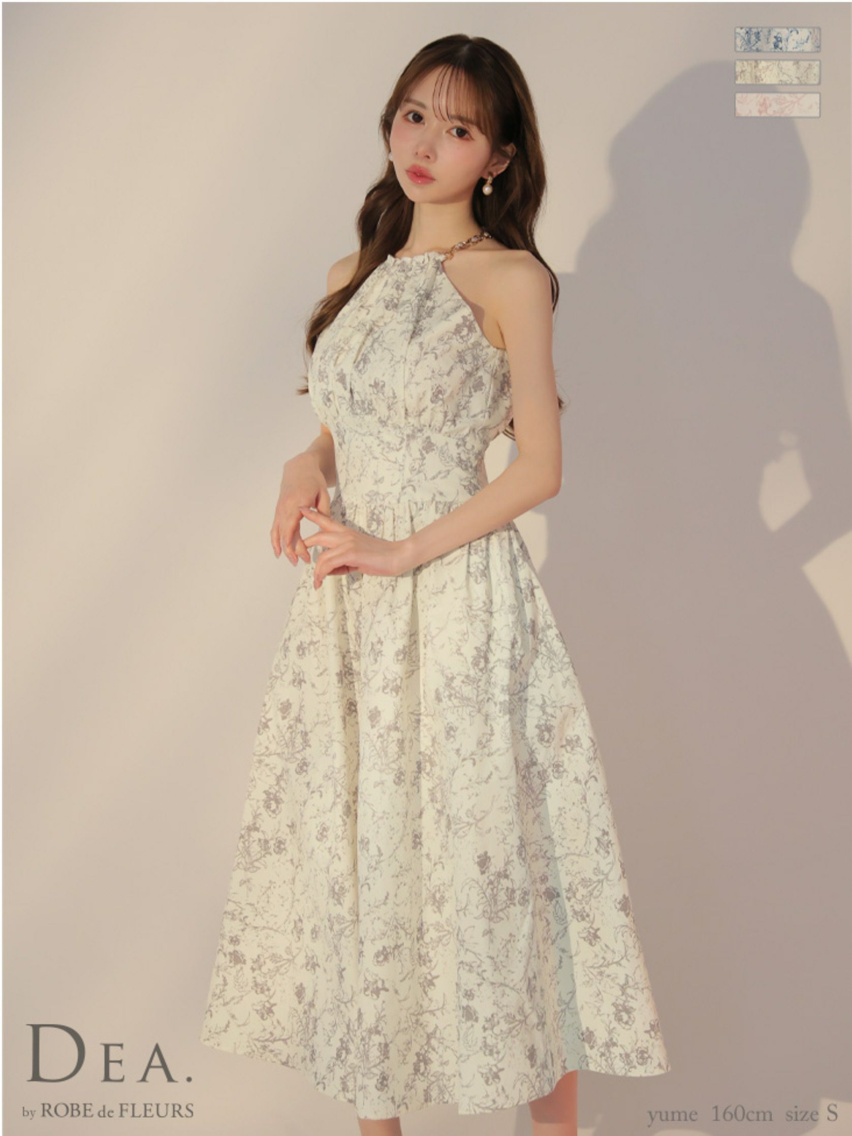 DEA. ディア バイ ローブドフルール 花柄ホルターネックフレアロングキャバドレス de3783-c