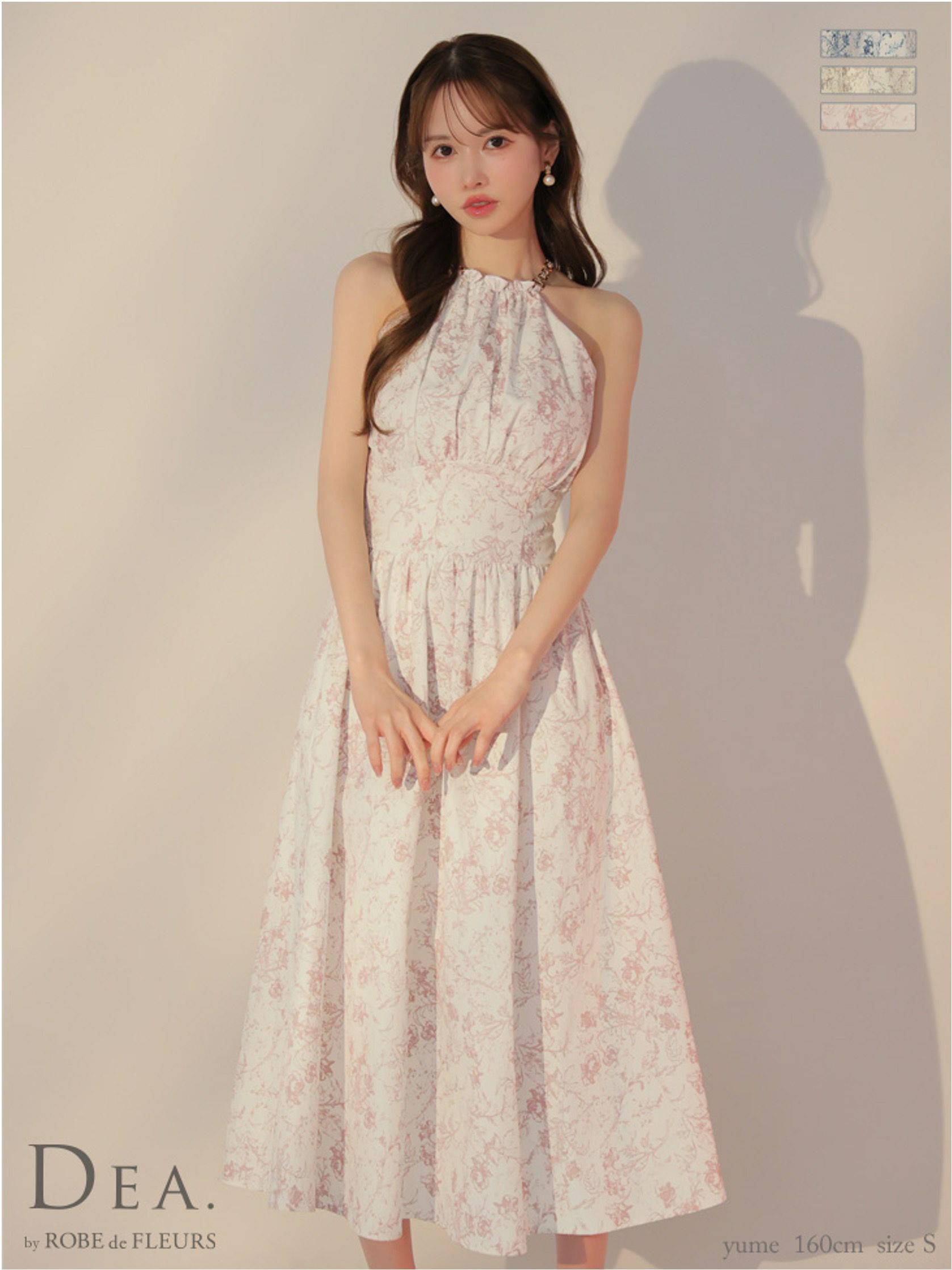 DEA. ディア バイ ローブドフルール 花柄ホルターネックフレアロングキャバドレス de3783-c