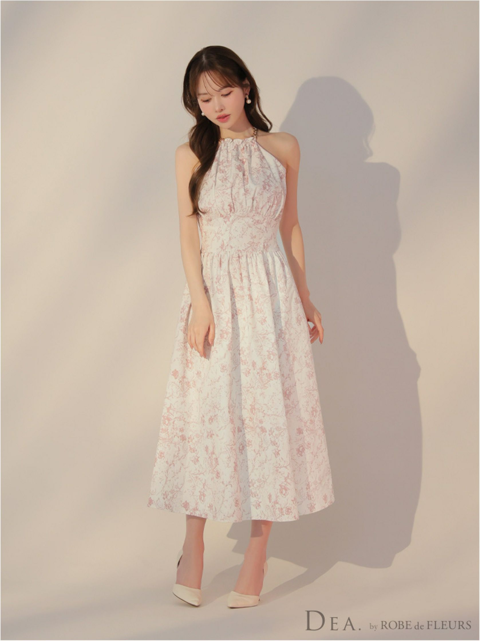 DEA. ディア バイ ローブドフルール 花柄ホルターネックフレアロングキャバドレス de3783-c