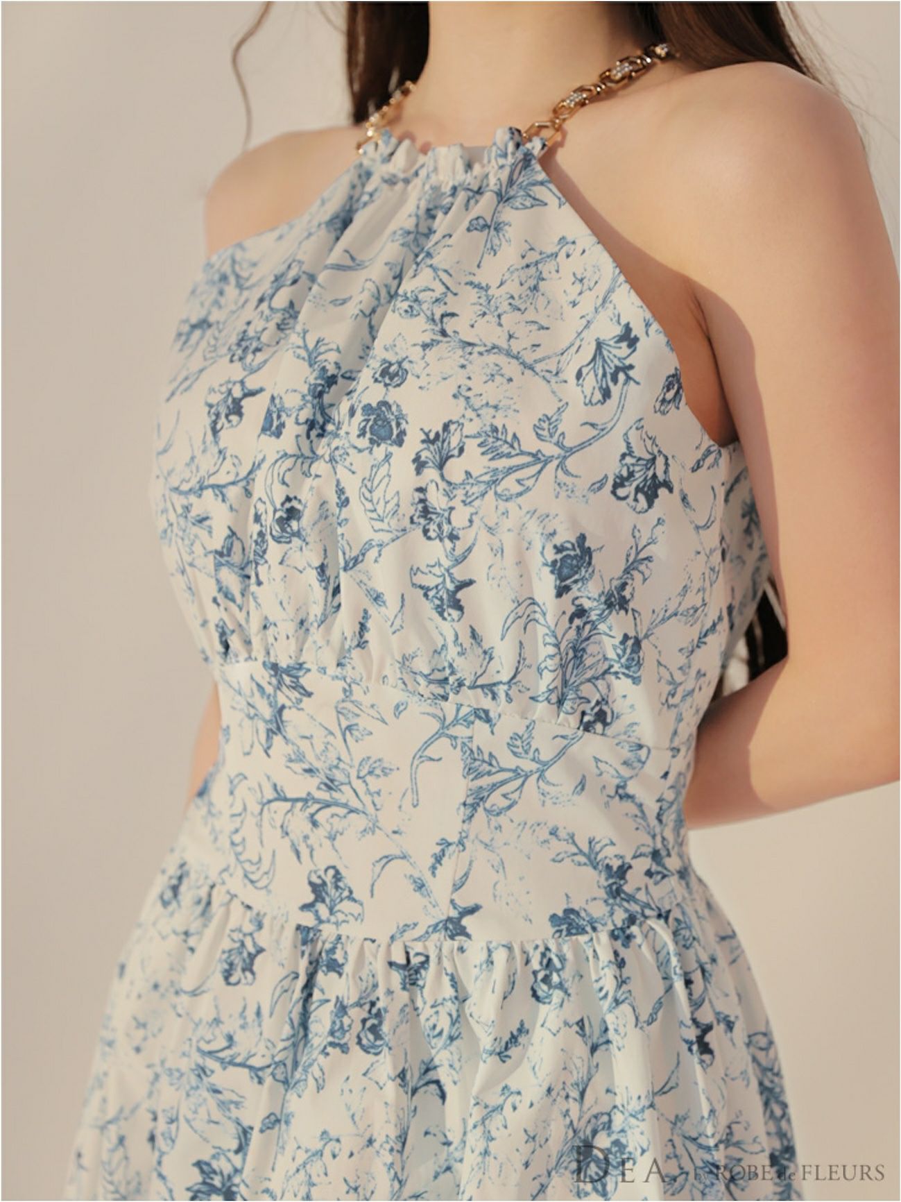 DEA. ディア バイ ローブドフルール 花柄ホルターネックフレアロングキャバドレス de3783-c