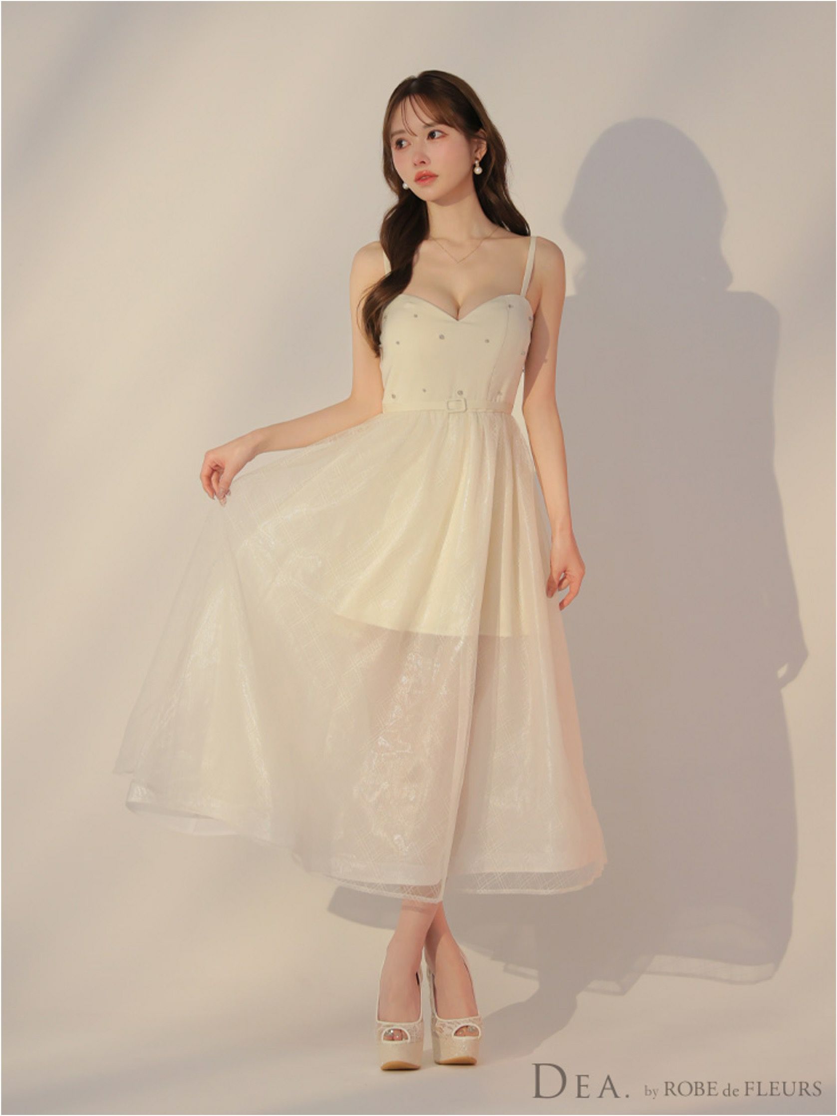 DEA. ディア バイ ローブドフルール リッチオーガンジーフレアロングキャバドレス deE3587-c