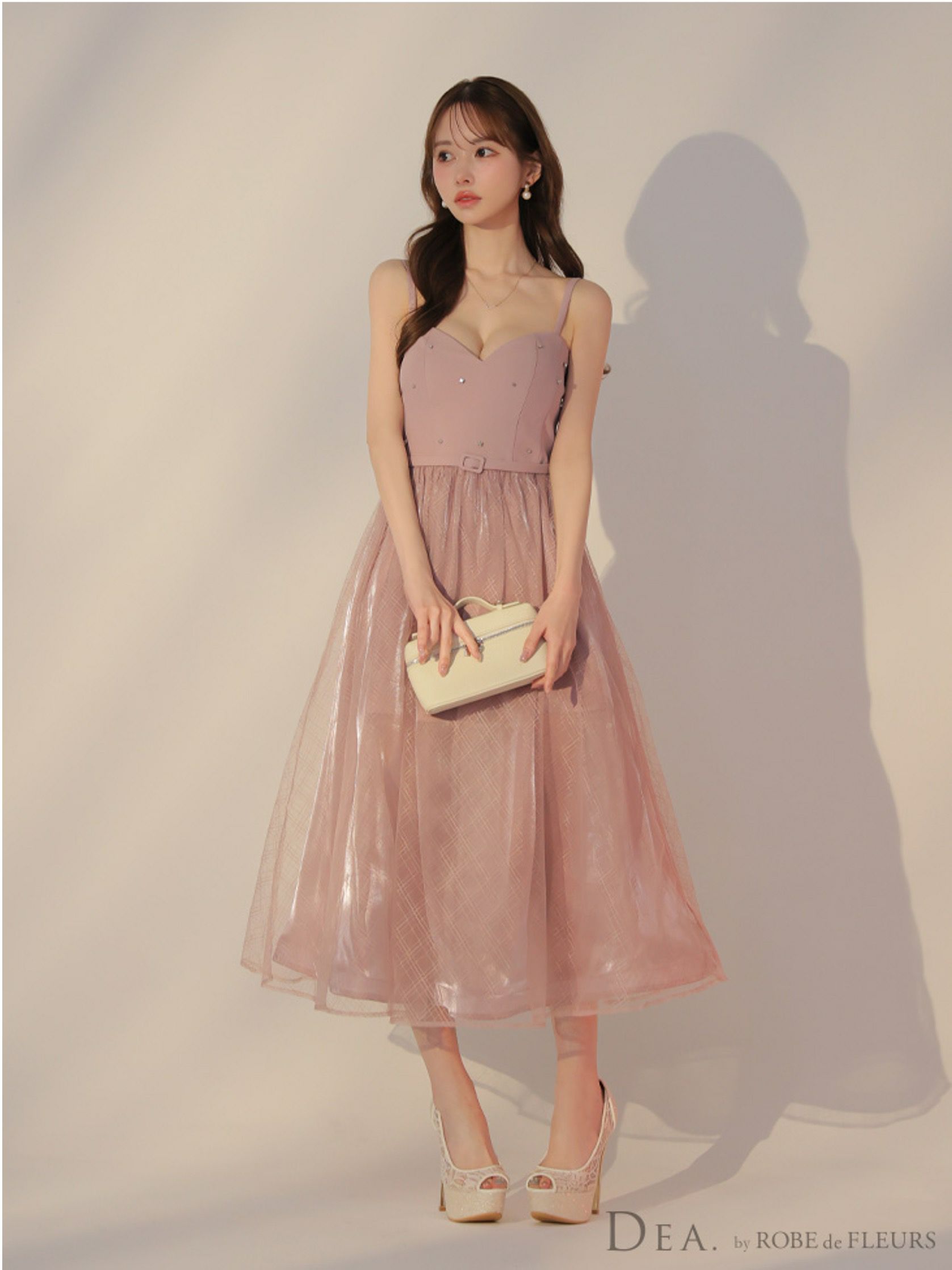 DEA. ディア バイ ローブドフルール リッチオーガンジーフレアロングキャバドレス deE3587-c