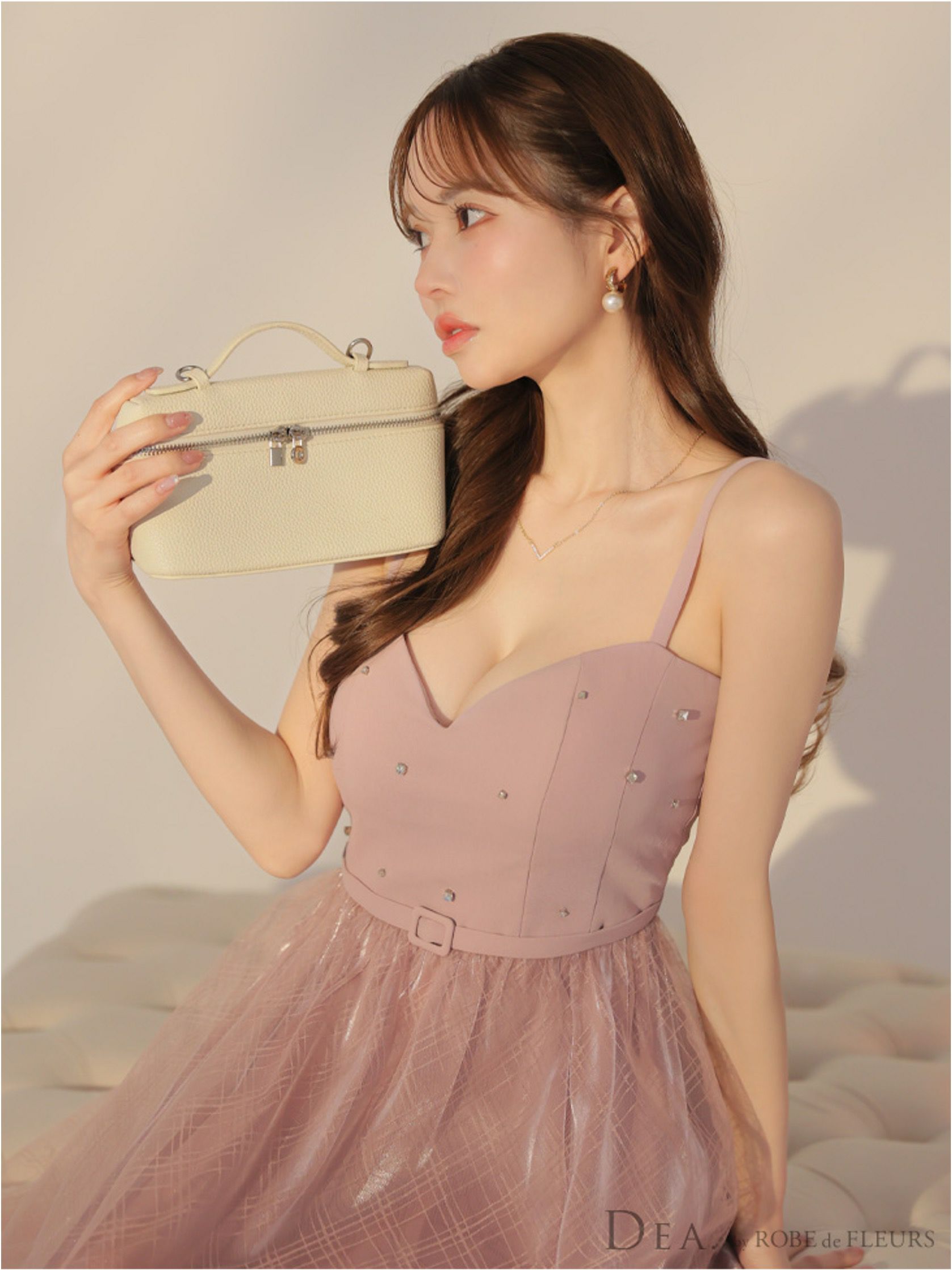 DEA. ディア バイ ローブドフルール リッチオーガンジーフレアロングキャバドレス deE3587-c