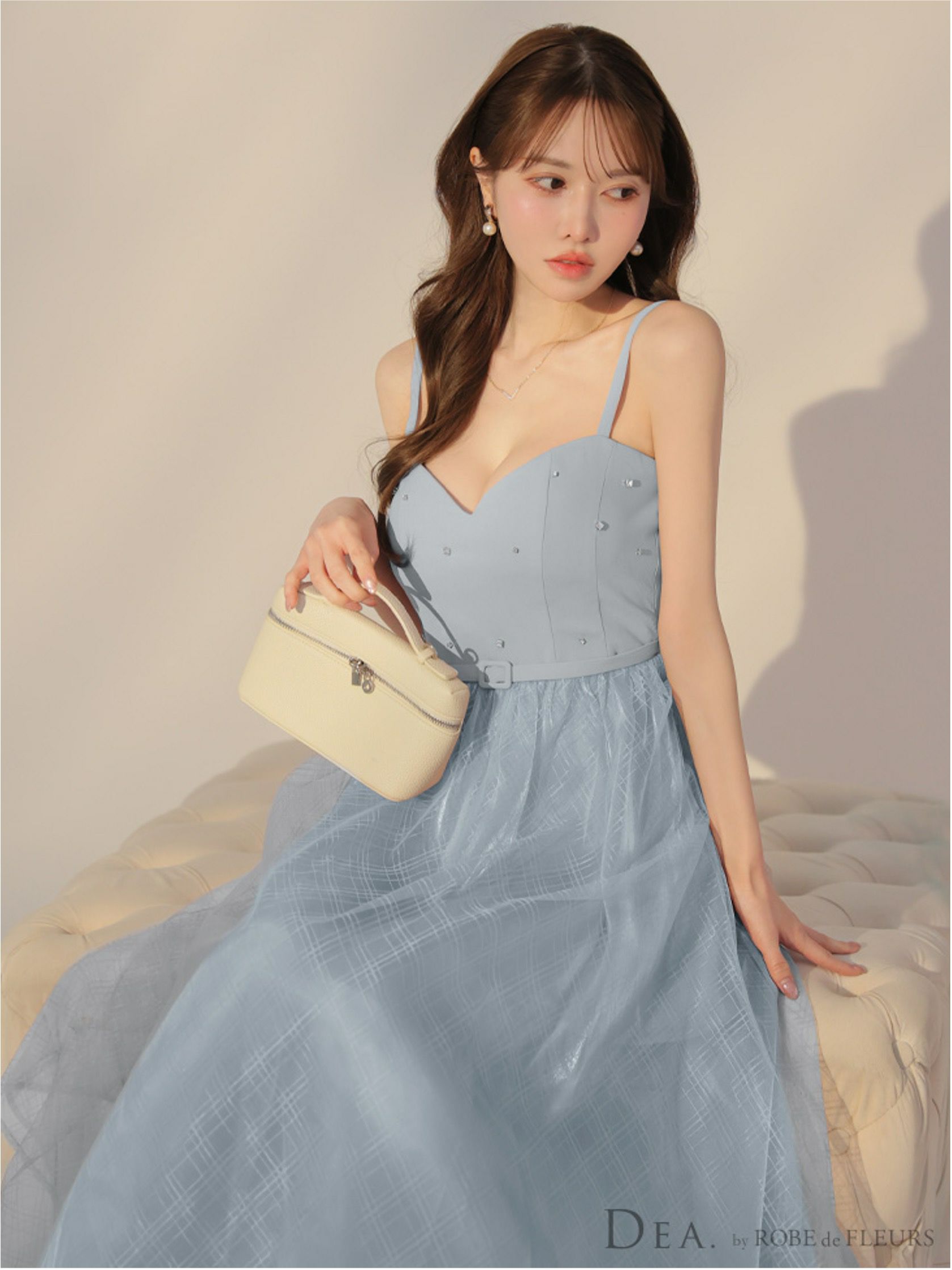 DEA. ディア バイ ローブドフルール リッチオーガンジーフレアロングキャバドレス deE3587-c