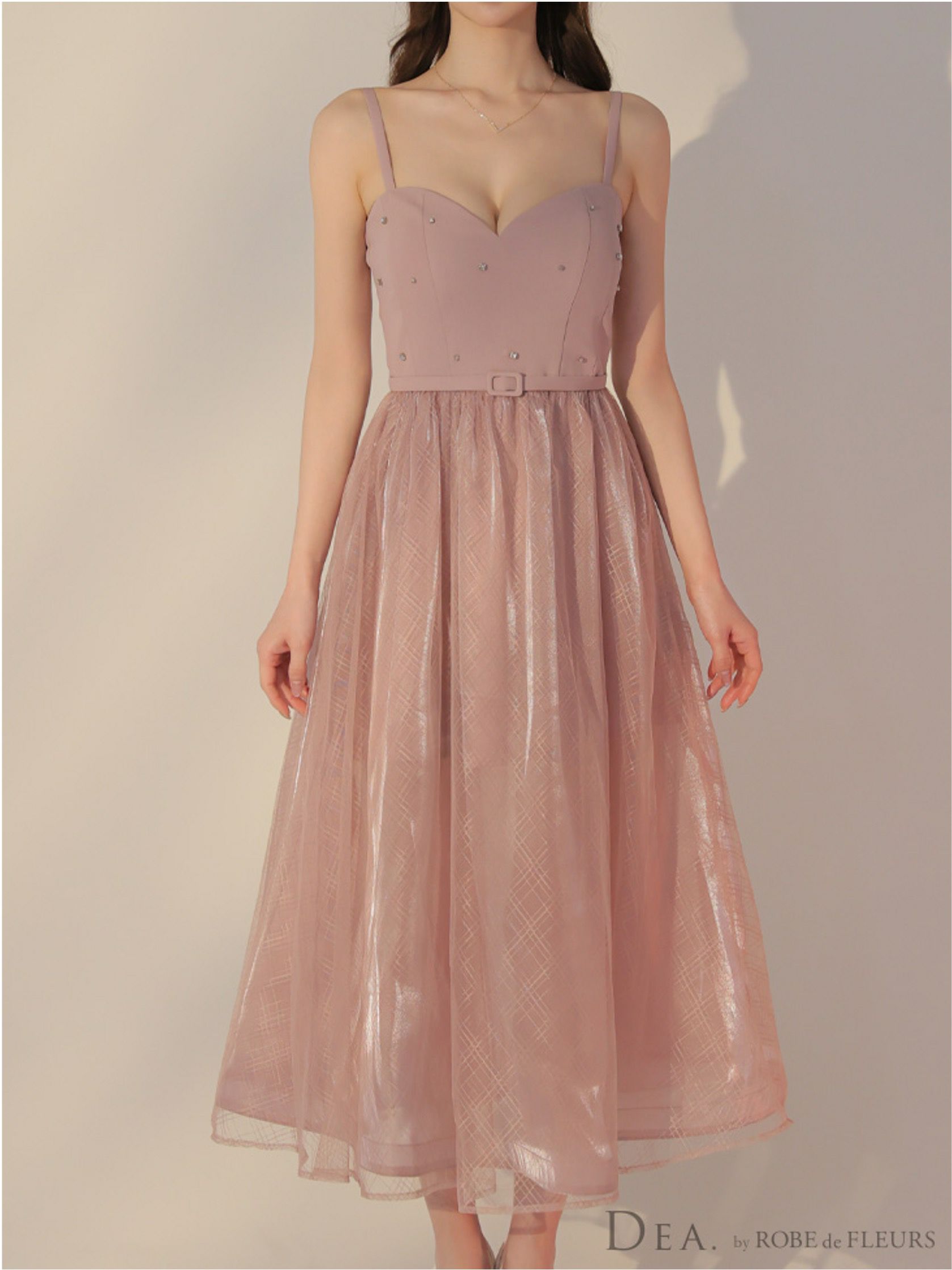 DEA. ディア バイ ローブドフルール リッチオーガンジーフレアロングキャバドレス deE3587-c