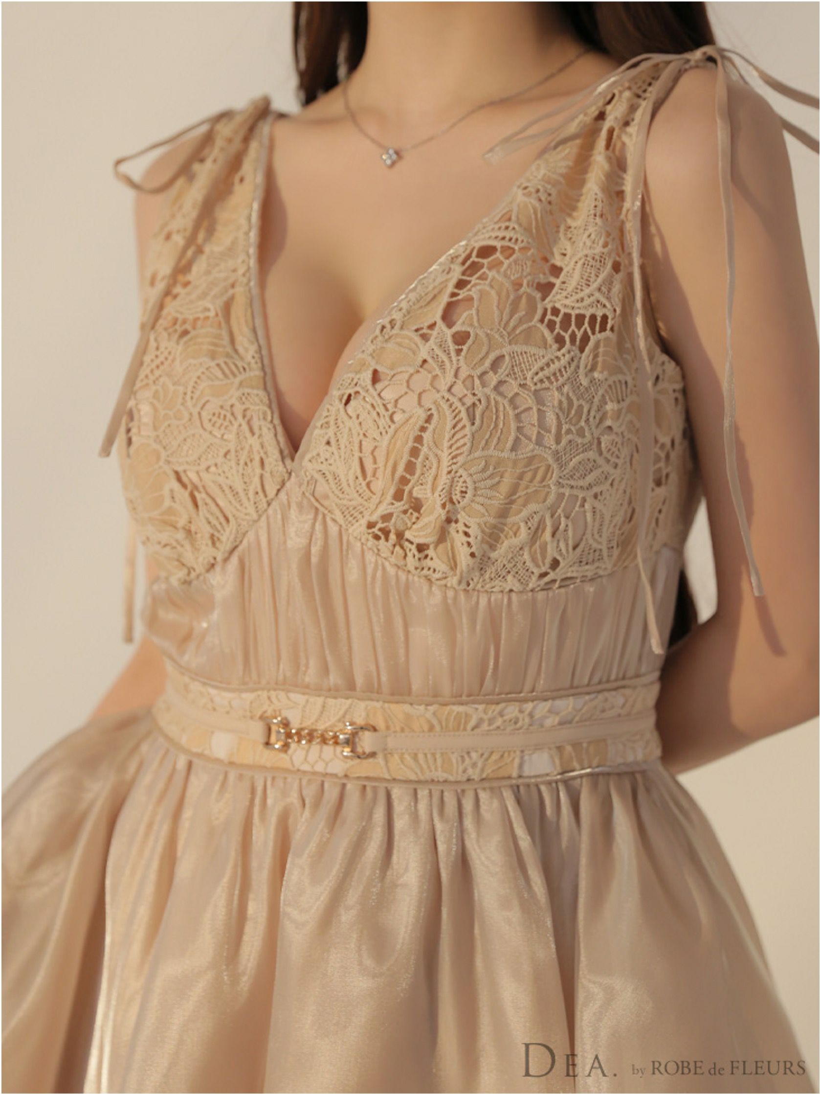 DEA. ディア バイ ローブドフルール ティアードシフォンレースフレアロングキャバドレス de3292-c