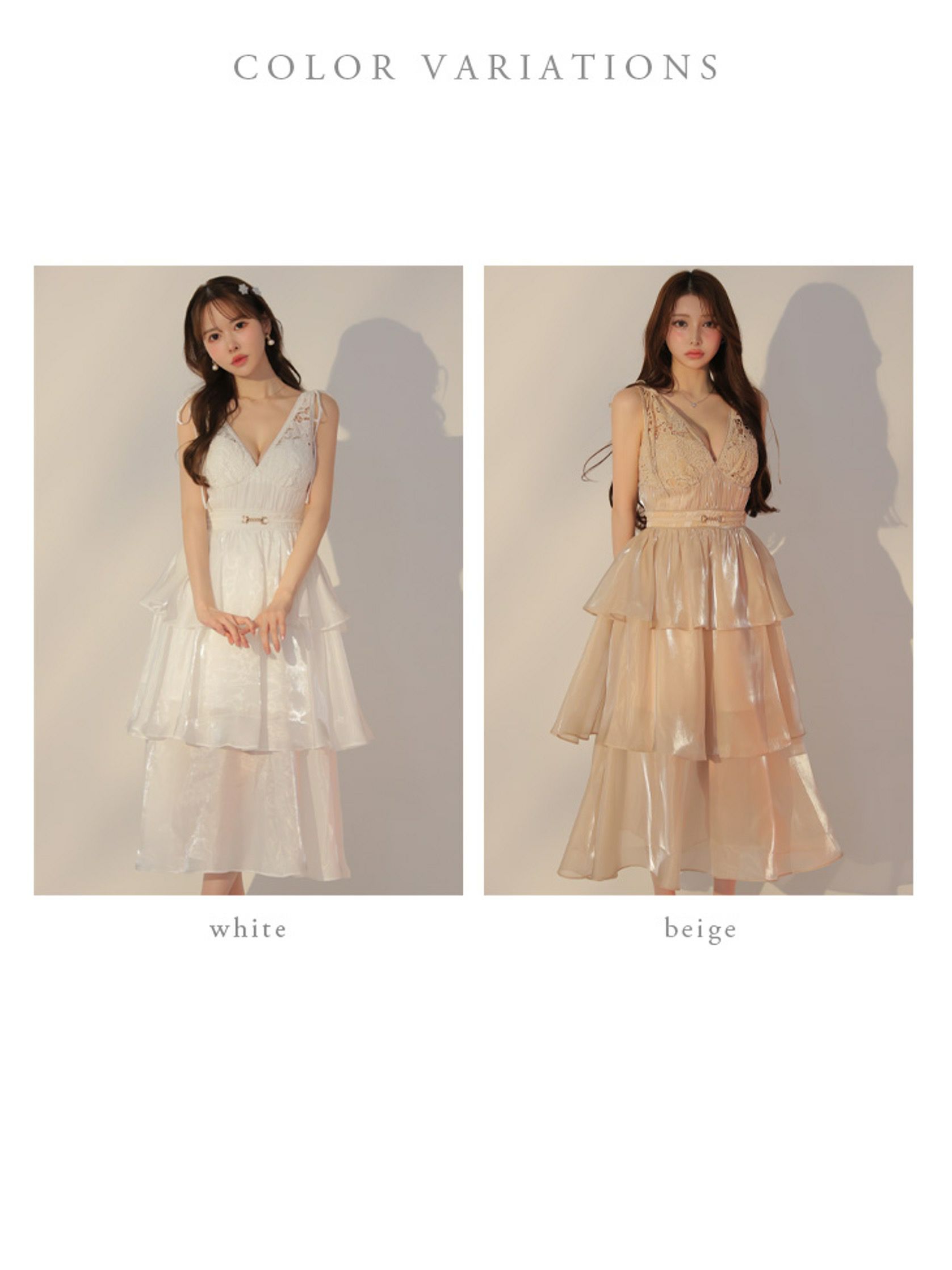 DEA. ディア バイ ローブドフルール ティアードシフォンレースフレアロングキャバドレス de3292-c