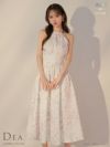 DEA. ディア バイ ローブドフルール 花柄ホルターネックフレアロングキャバドレス de3783