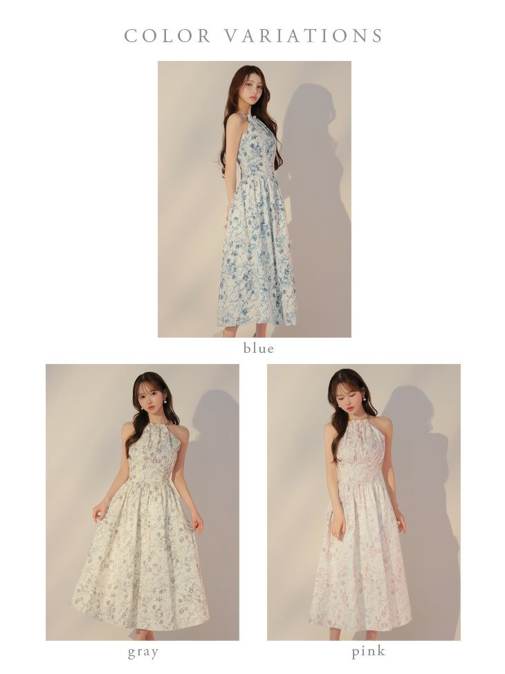 DEA. ディア バイ ローブドフルール 花柄ホルターネックフレアロングキャバドレス de3783