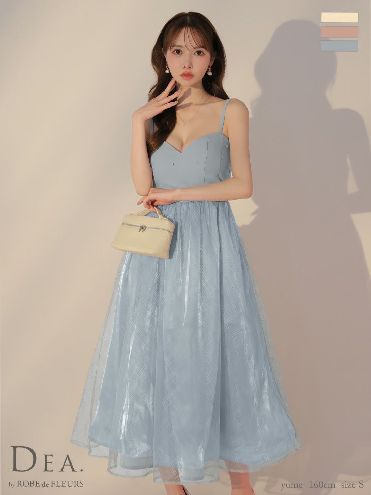 DEA. ディア バイ ローブドフルール リッチオーガンジーフレアロングキャバドレス de3587