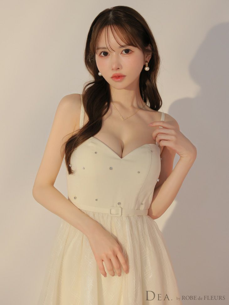 DEA. ディア バイ ローブドフルール リッチオーガンジーフレアロングキャバドレス de3587