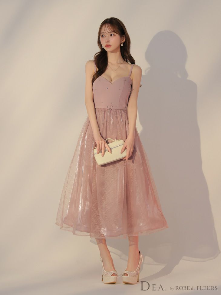DEA. ディア バイ ローブドフルール リッチオーガンジーフレアロングキャバドレス de3587