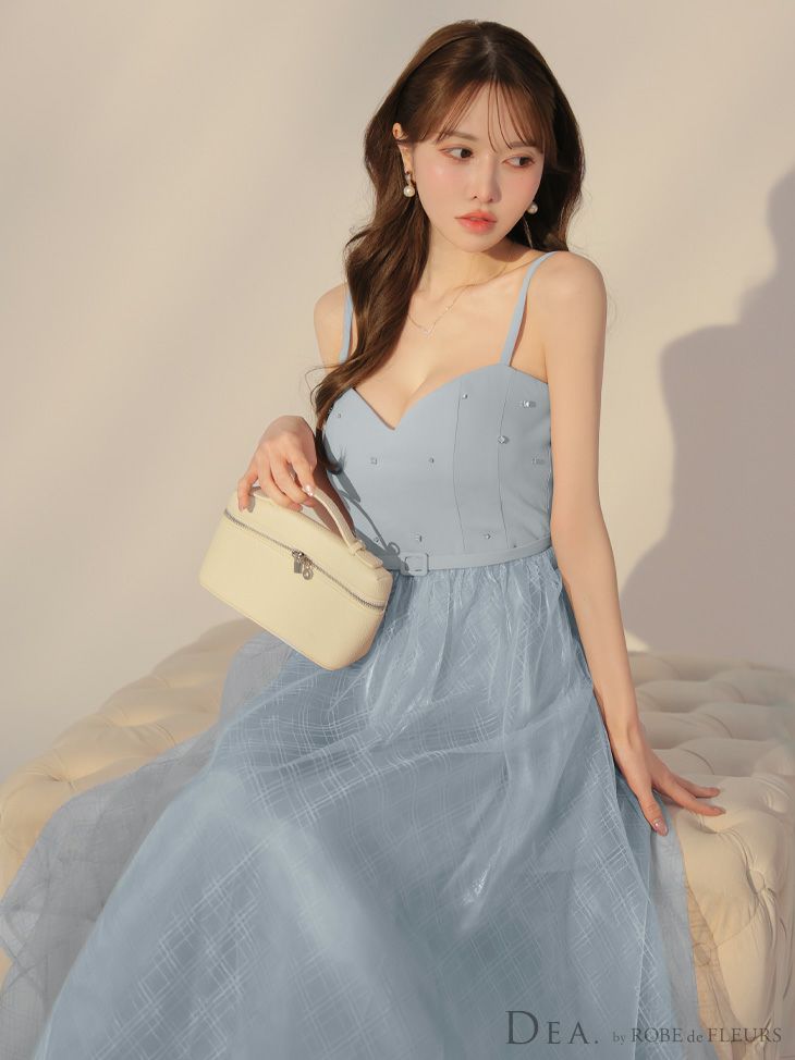 DEA. ディア バイ ローブドフルール リッチオーガンジーフレアロングキャバドレス de3587