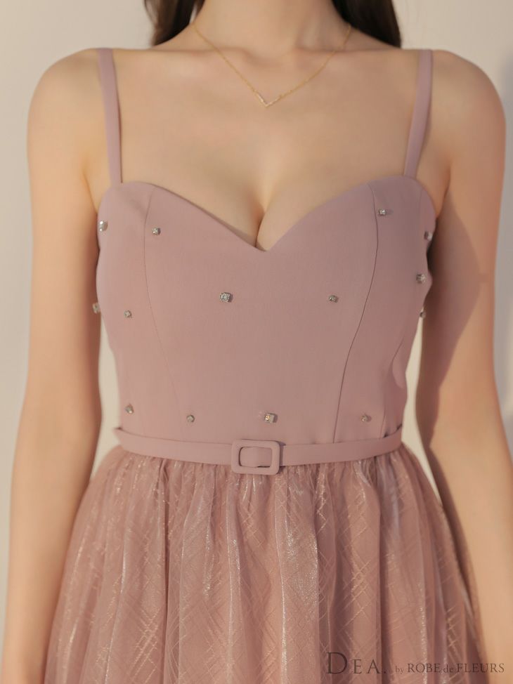 DEA. ディア バイ ローブドフルール リッチオーガンジーフレアロングキャバドレス de3587