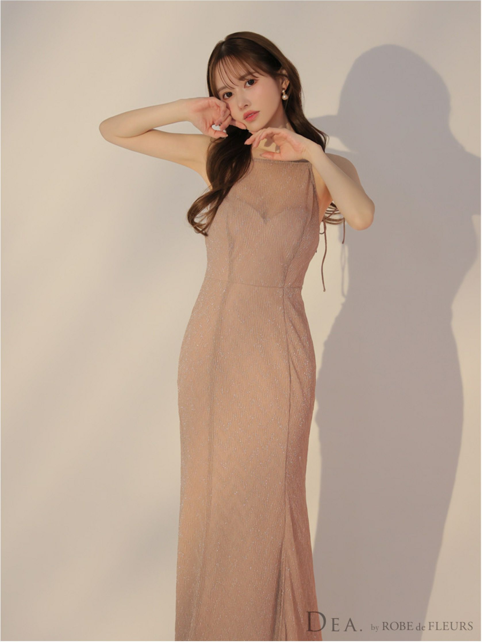 DEA. ディア バイ ローブドフルール ラメニットストレッチキャミロングキャバドレス de3383-c