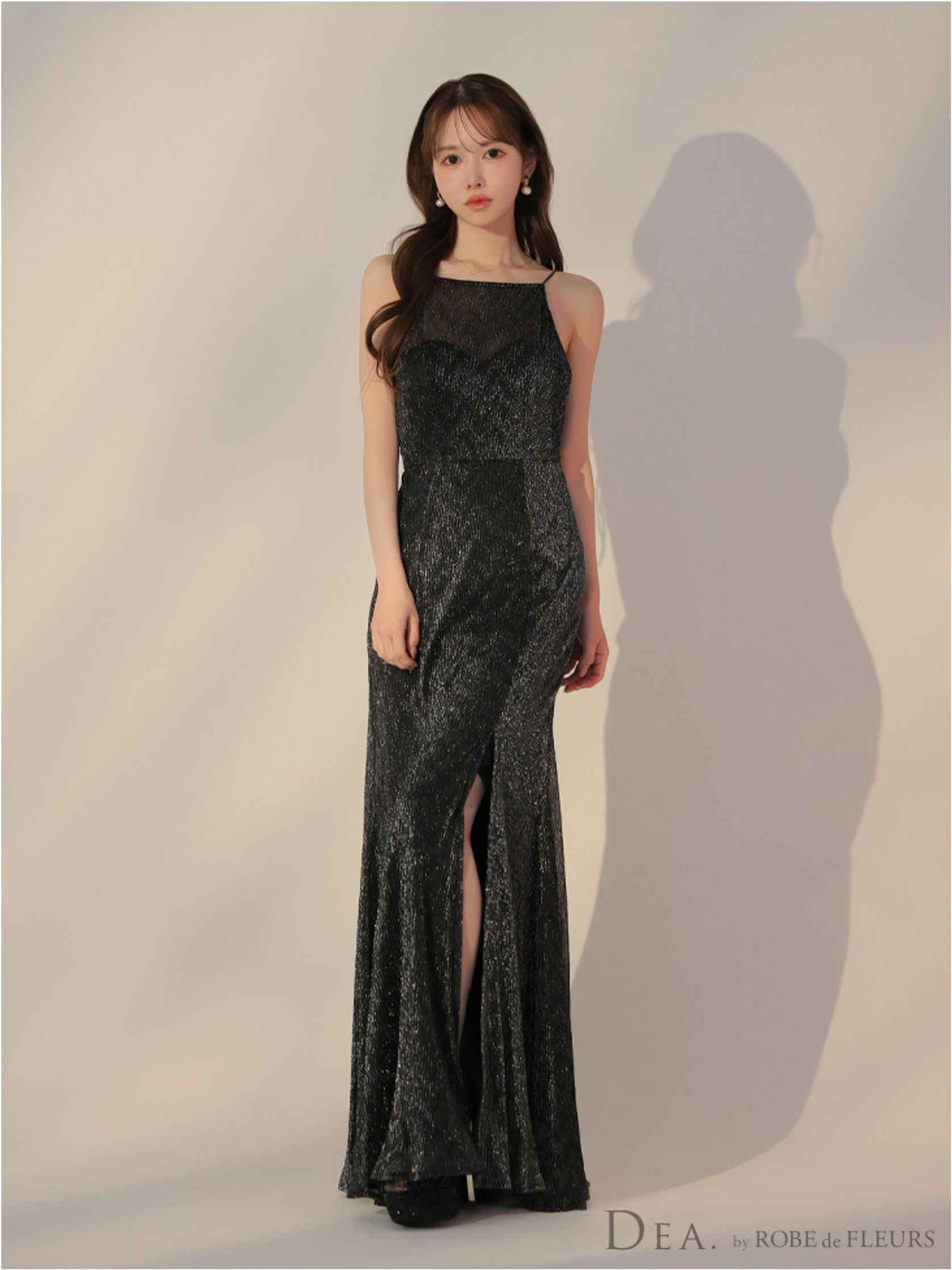 DEA. ディア バイ ローブドフルール ラメニットストレッチキャミロングキャバドレス de3383-c