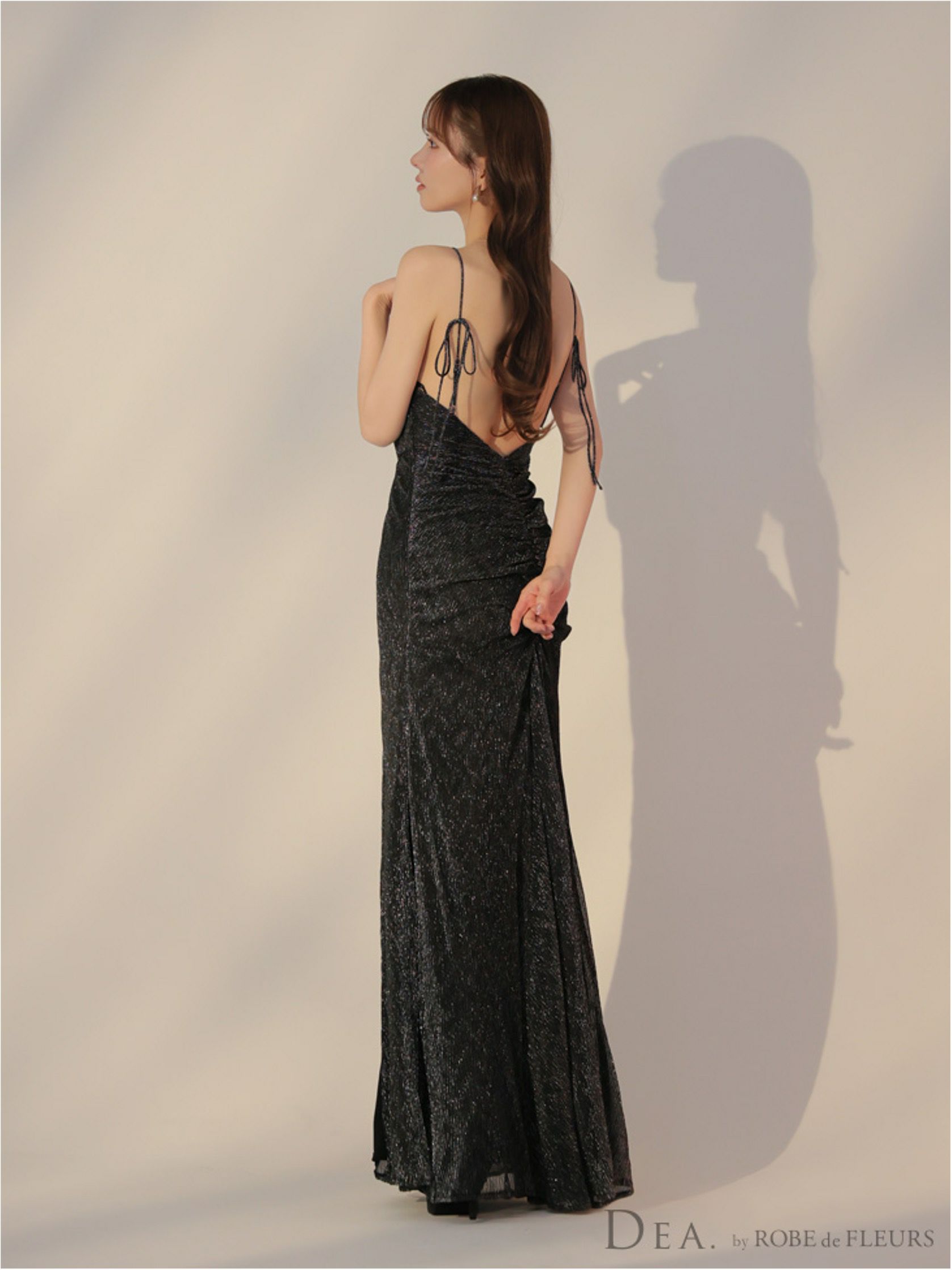 DEA. ディア バイ ローブドフルール ラメニットストレッチキャミロングキャバドレス de3383-c